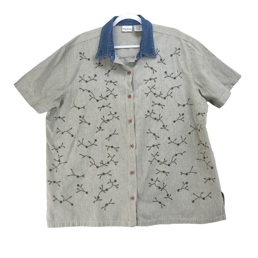 Vintage Embroidered Button Up Shirt Bobbie Brooks Woman 22W 224 Floral